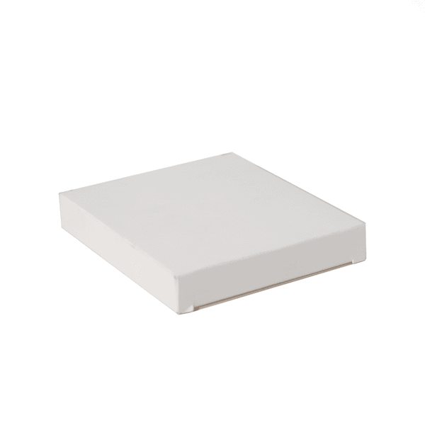 A white power bank with a sleek, slim design, featuring a smooth surface and a logo.