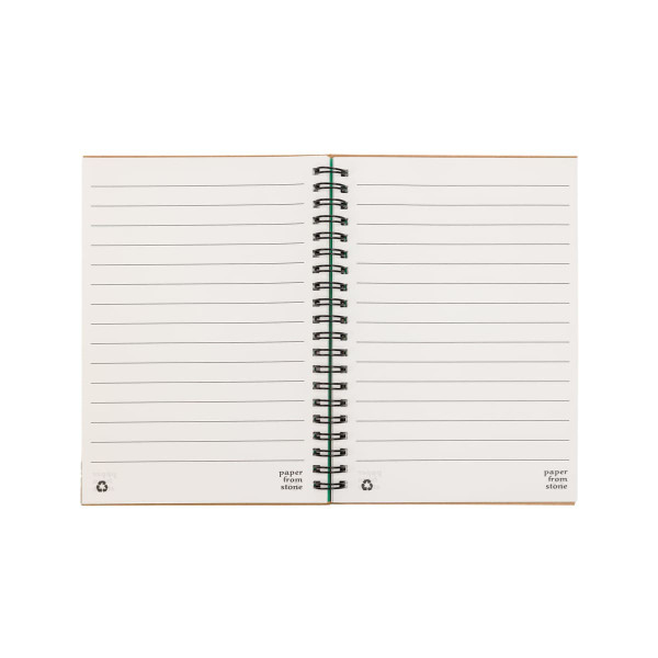 A Stone Paper Notebook featuring blank lined pages and a spiral binding.