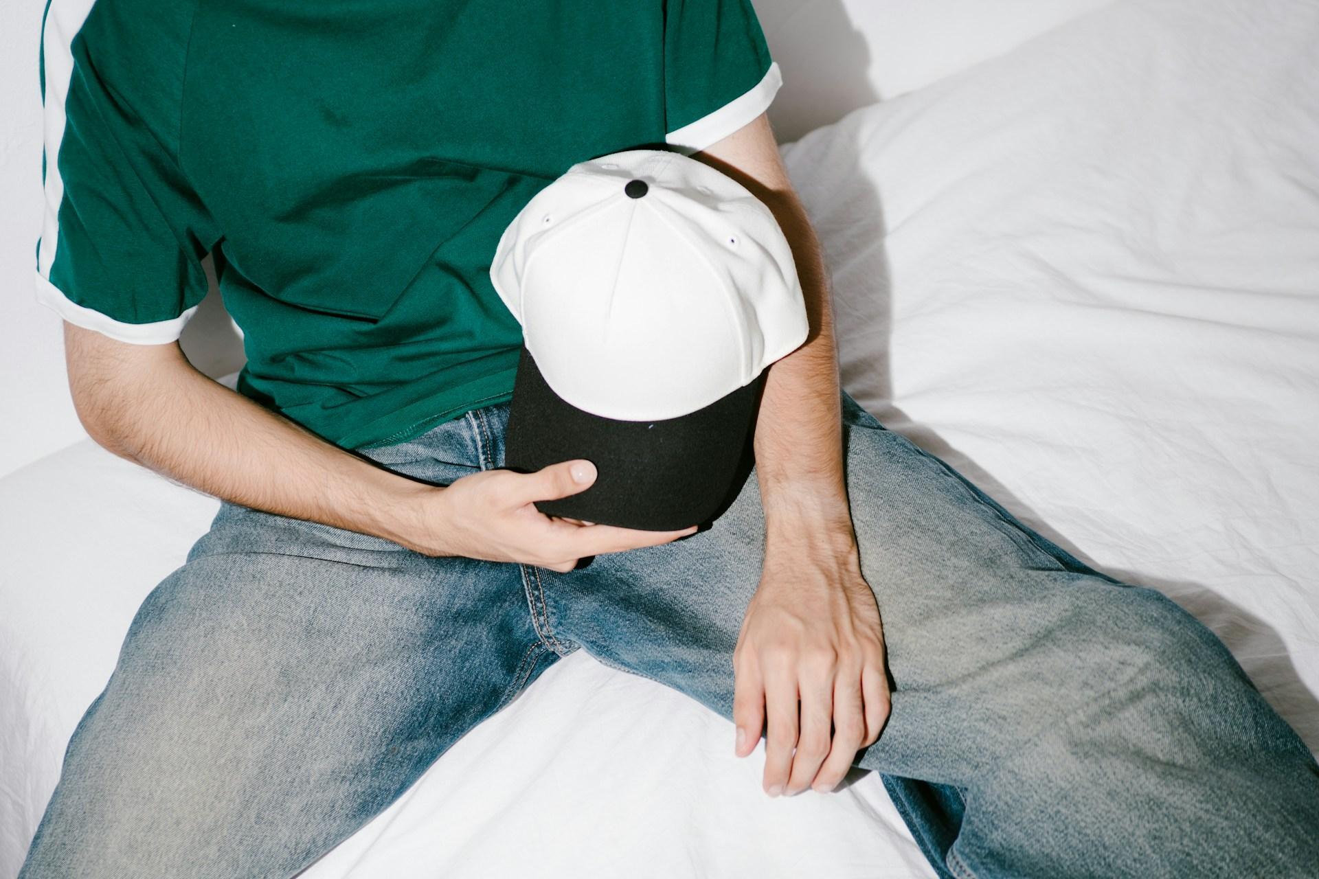 Custom branded baseball cap as a promotional item for a small business