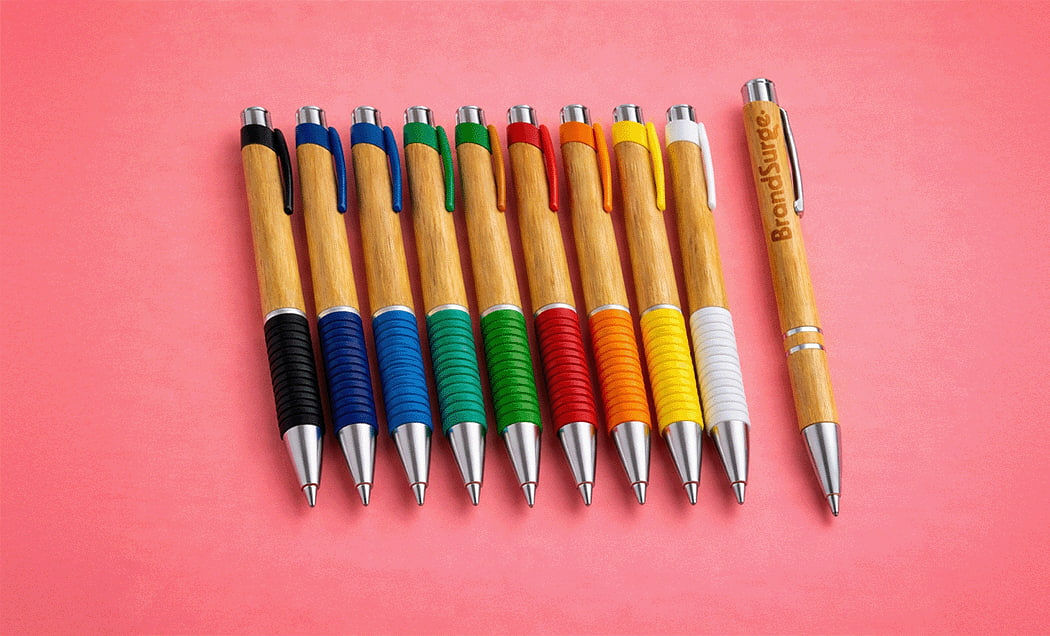 Selection of bamboo branded pens