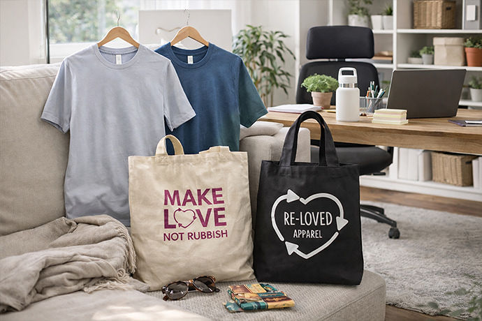 Organic cotton tote bags and apparel
