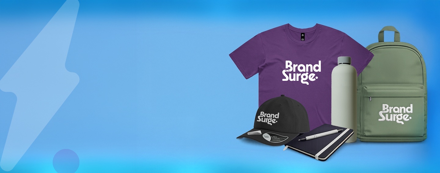 Branded promotional products on a desk