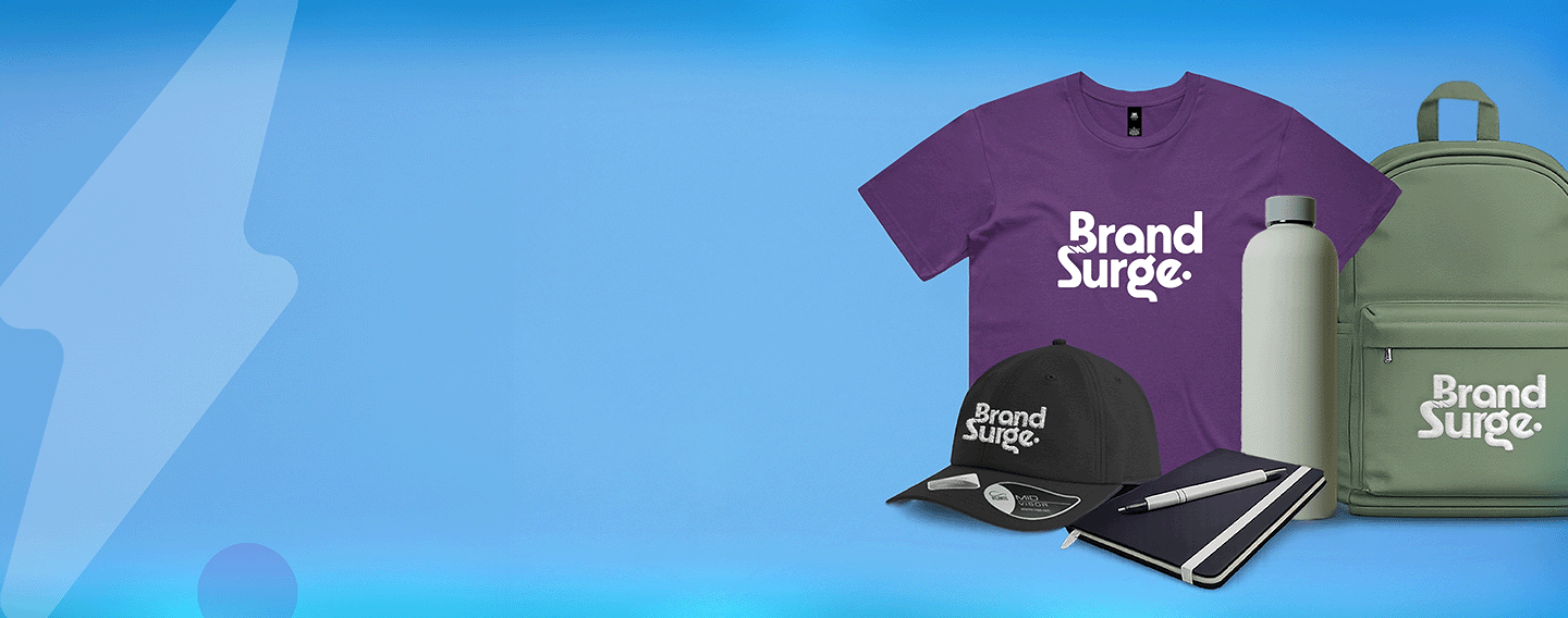 Branded promotional products on a desk