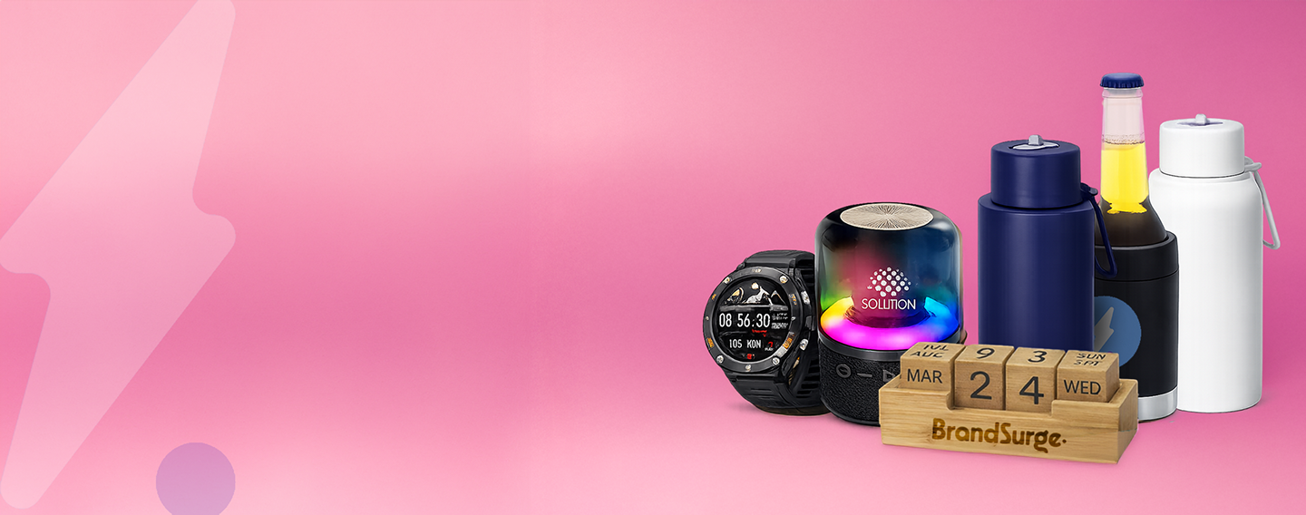 Premium branded merchandise on a dark background