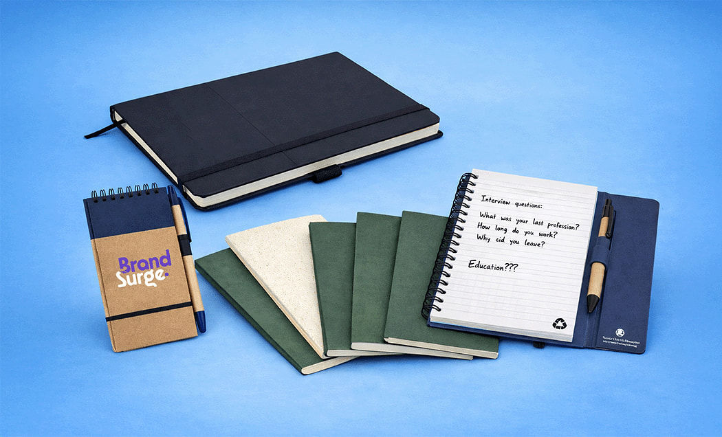 Recycled branded notebooks and stationery