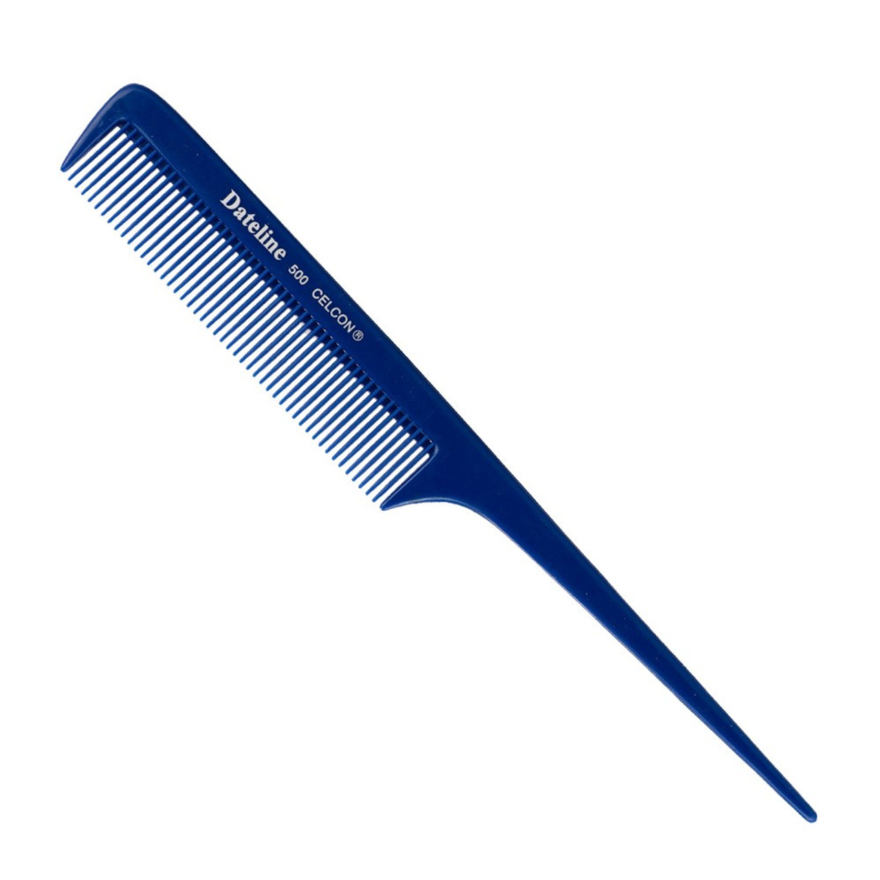 Dateline Professional Blue Celcon Tail Comb with Fine Teeth 8" 500  Plastic Pin BarberCo