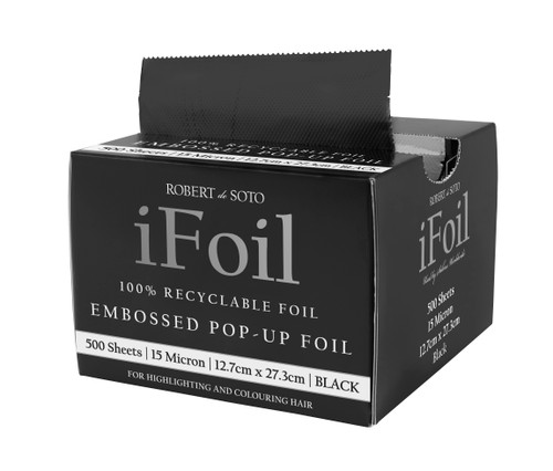 Robert DeSoto iFoil 15 Micron Embossed Pop Up Interleaved Pre Cut Foil 500 Sheets 127 x 273mm - Black