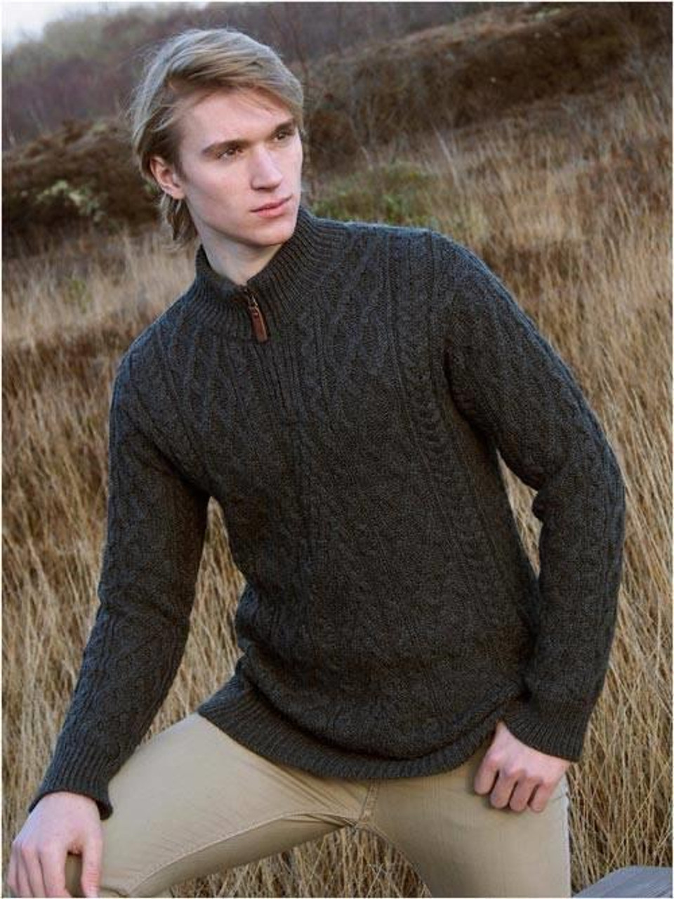 Aran Crafts  Aran Knit Crew Neck Sweater – Sherwood Blue – The