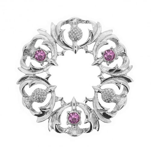 Art Pewter | Machair Light Amethyst Thistle Brooch