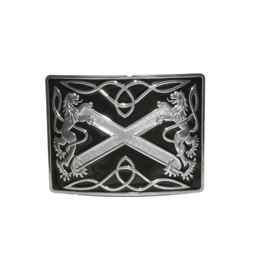 Belt Buckle | Highland Saltire Buckle – Chrome – Black Enamel