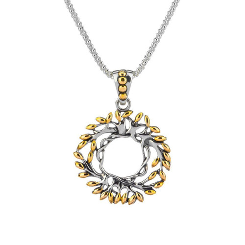 Keith Jack | Tree of Life Small Round  Silver and 18kt Gold Pendant Keith Jack | Tree of Life Small Round  Silver and 18kt Gold Pendant