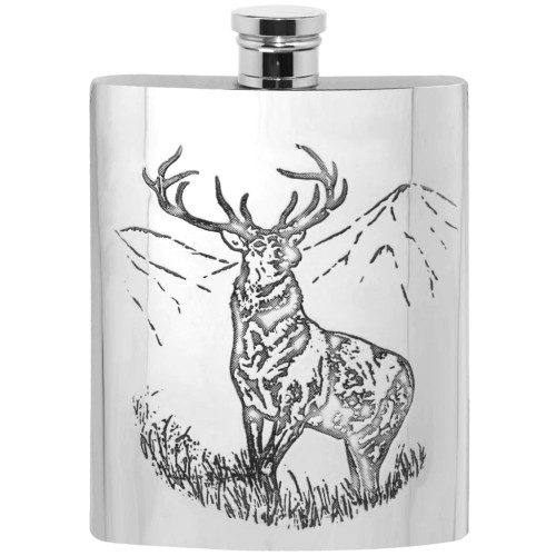 6oz Stag Pewter Hip Flask 