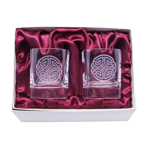 Celtic Knot Square Whisky Glasses Set of Two