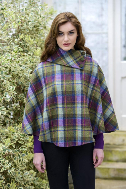 Mucros Weavers | Wool Poncho - Purple/Green