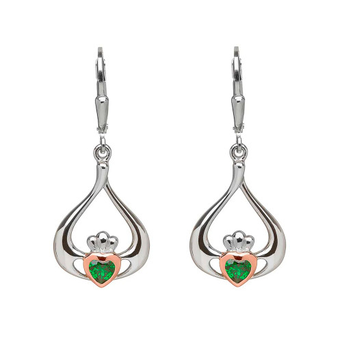 House of Lor | Claddagh Drop Earrings with Green Stone