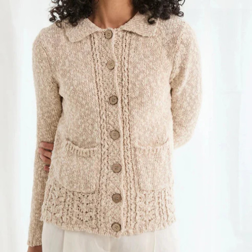 Aran Woollen Mills | Cotton/Linen Cardigan with Collar