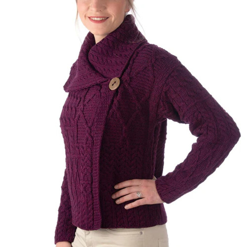 Aran Woollen Mills | Patchwork Cardigan - Very Berry