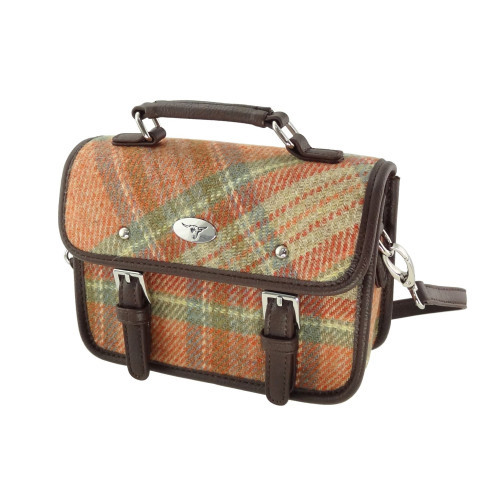 Harris Tweed | 'Bervie' Mini Satchel in Pale Orange Stewart Tartan