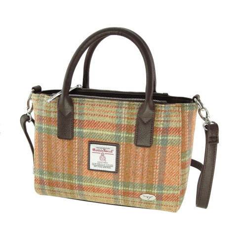Harris Tweed | 'Brora' Small Tote in Pale Orange Stewart Tartan
