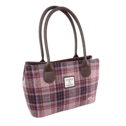 Harris Tweed | 'Cassley' Classic Handbag in Pink/Burgundy Check