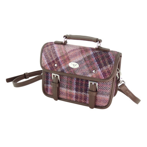 Harris Tweed | 'Bervie' Mini Satchel in Pink/Burgundy Check