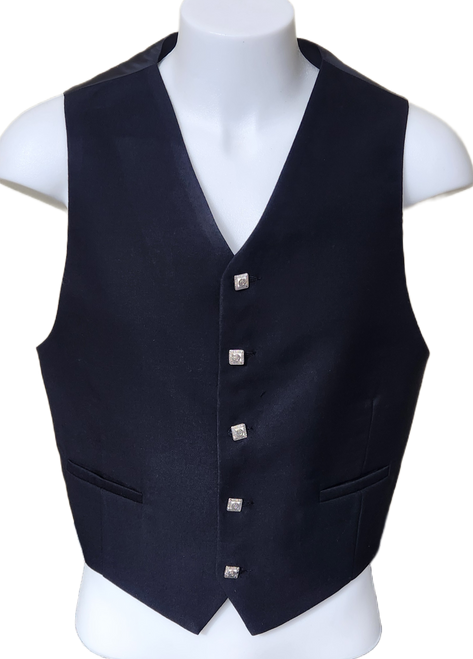 Vest | 5 Button Black Barathea Vest 