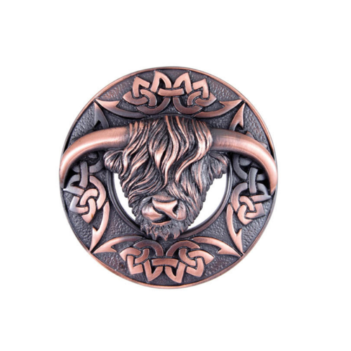 Plaid Brooch | Highland Coo Plaid Brooch – Chocolate Bronze