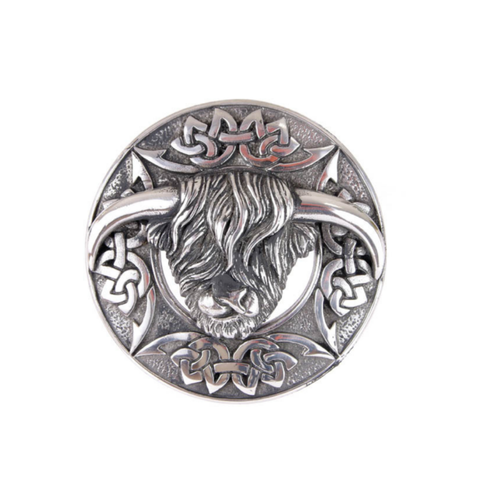 Plaid Brooch | Highland Coo Plaid Brooch – Bright