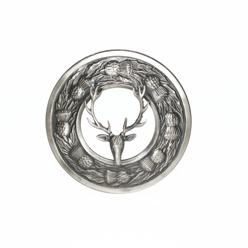 Plaid Brooch | 39 Pattern Plaid Brooch With Stag Mount – Matt