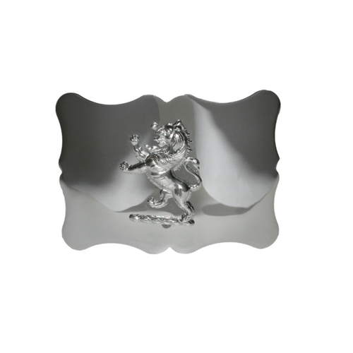Belt Buckle | Plain Scalloped Buckle – Chrome Plated – With Lion Crest