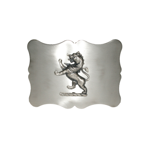 Belt Buckle | Plain Scalloped Buckle – Antique Silver – With Lion Crest