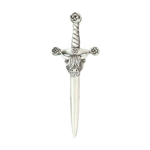 Kilt Pin | Pewter Kilt Pin – Highland Coo – Antique 