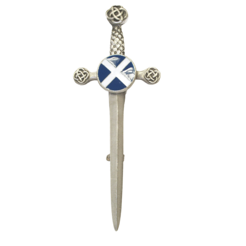 Kilt Pin | Saltire Kilt Pin – Enamelled – Antique Silver