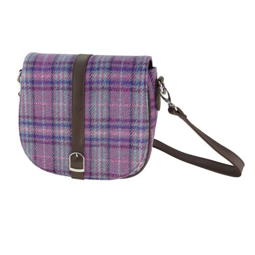 Harris Tweed | 'Beauly' Shoulder Bag in Purple & Mint Check