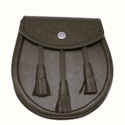 Day Sporran | Brown Leather Sporran with Celtic press stud