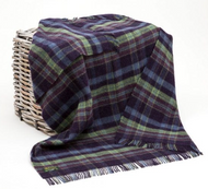 John Hanly Co. | Large Irish Picnic Blanket Navy Purple Green and Denim Plaid