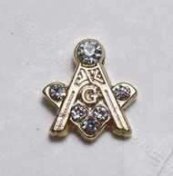 Masonic | Square and Compass with G and CZ Lapel Pin 