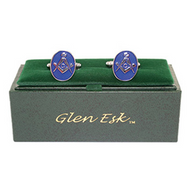 Masonic | Square and Compass Cuff Links - Blue Inlay 