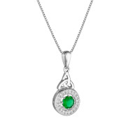 Solvar | Sterling Silver Cluster Green Cz Trinity Knot Necklace