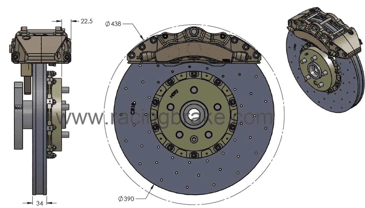 RB CCB System Kit (390/390) for Tesla Model S & X Front & Rear (P/N 2C49-K & 2R16-K). Note - This kit is compatible only for 2017+ w/Integrated rear e-Parking brake.