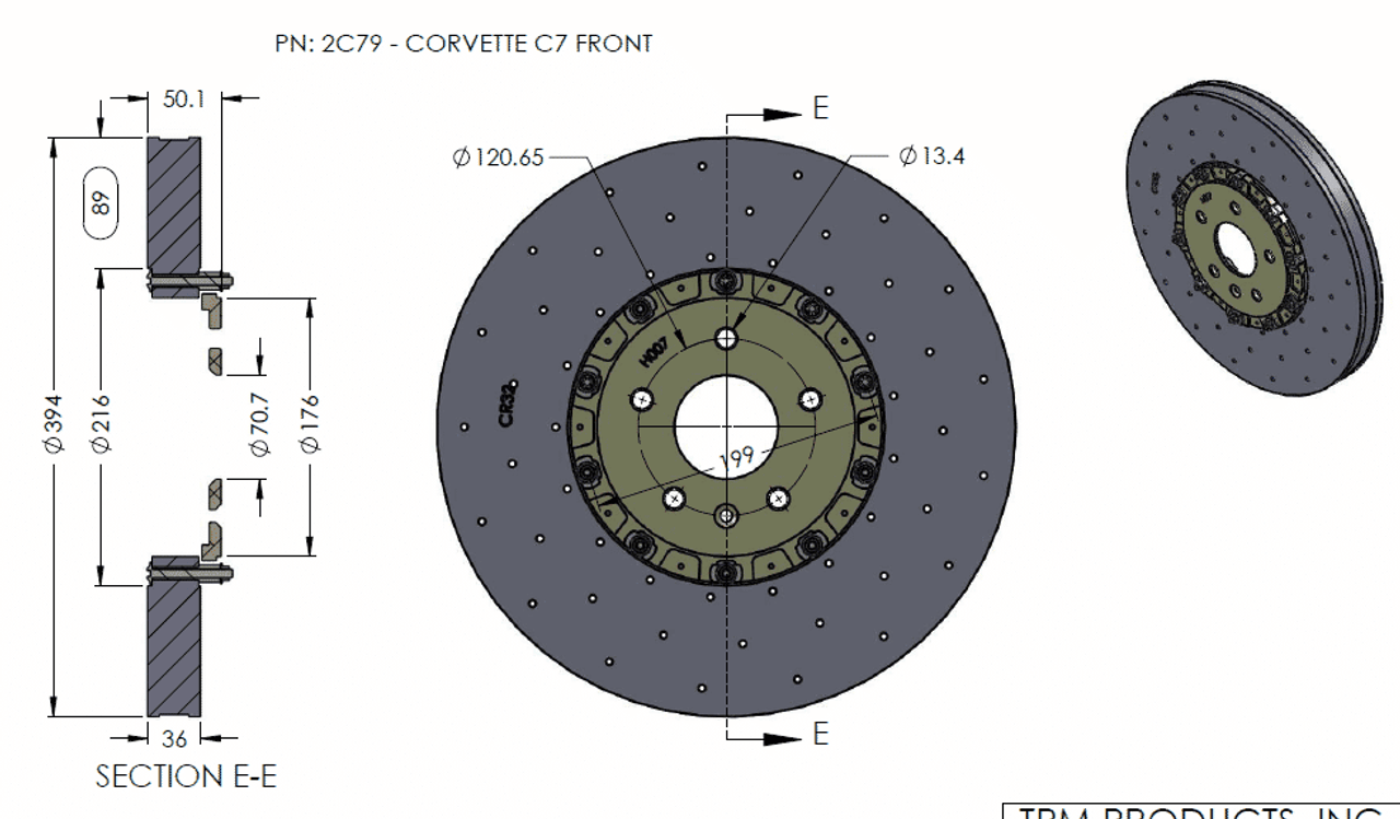 RB-CCB Rotor Kit (394/390) for Corvette C7 Replacement or Upgrade  from OE's Chopped Carbon Fiber CCB Rotors (P/N 2C01 & 2C52)
