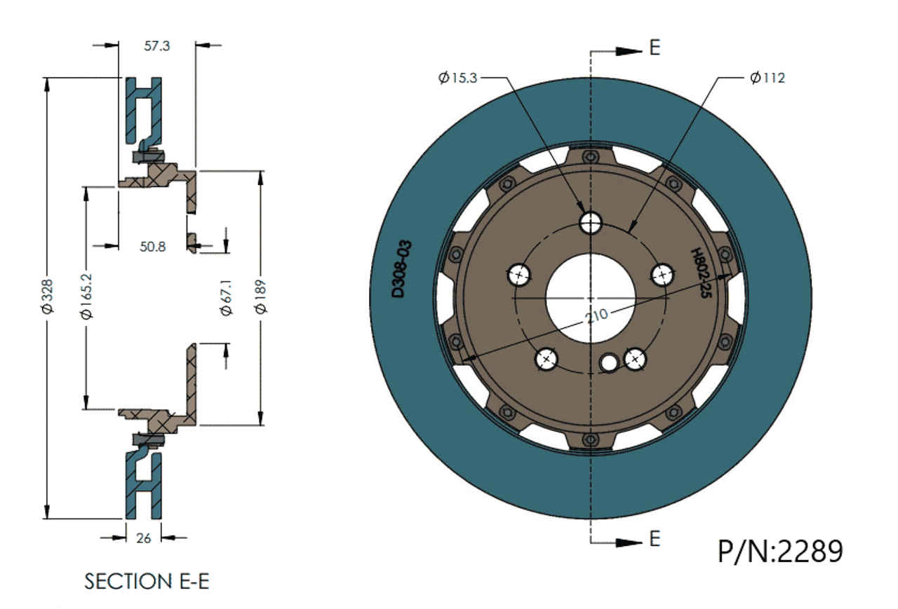 RB 2 pc  Rotor Kit (340/330mm) for  Mercedes C32 02-04/C55 05-06 (P/N 2118 & 2289)