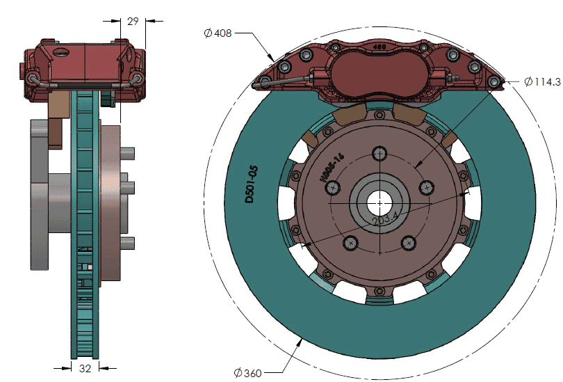 RB 4 Pot Caliper Brake Kit (360x32mm) for Ford Explorer ST (2020+) Front