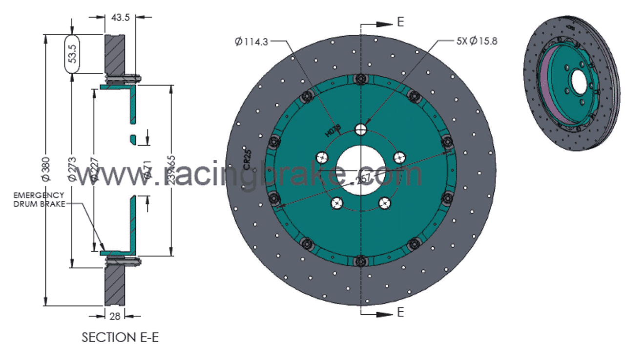 Rear rotor dimension