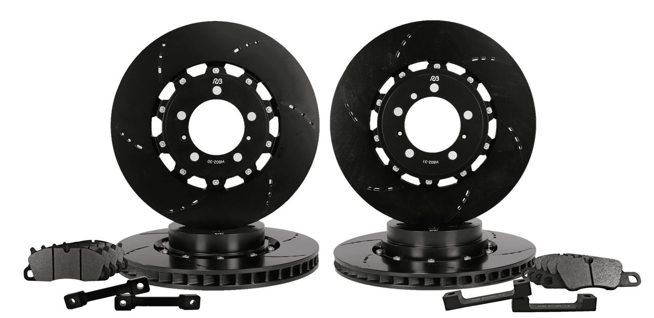 RB 2 Pc Rotor Kit (410/390) for Porsche 991 Standard Iron Brake (380/380) Upgrade to Pccb Rotor Size (Incl. Caliper Adaptors & Hardware) (P/N: 2307 & 2424)