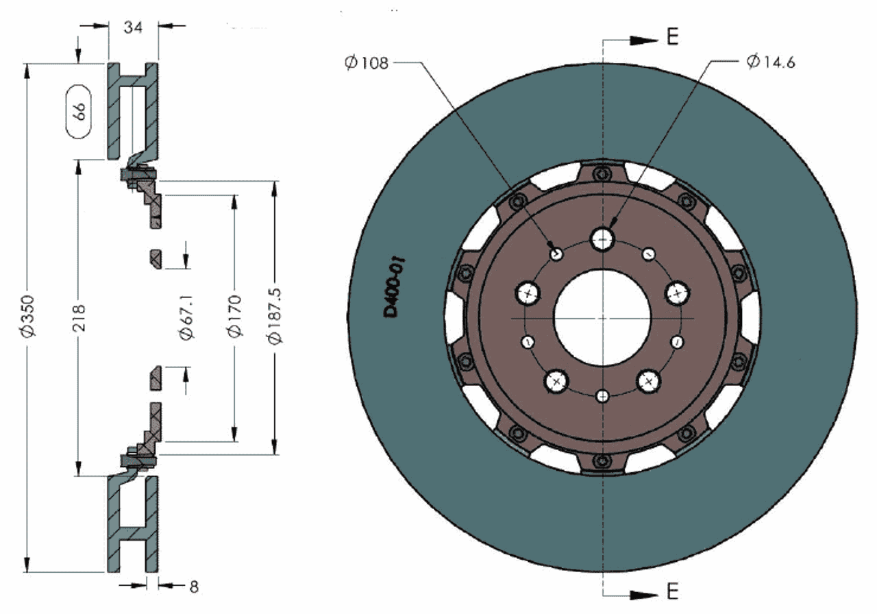 RB 2pc Rotor Kit (380/350) for Ferrari 360 Challenge Stradale & F430 (excl. Scuderia & 430 Challenge) CCM to Iron Conversion (P/N 2456 & 2349)