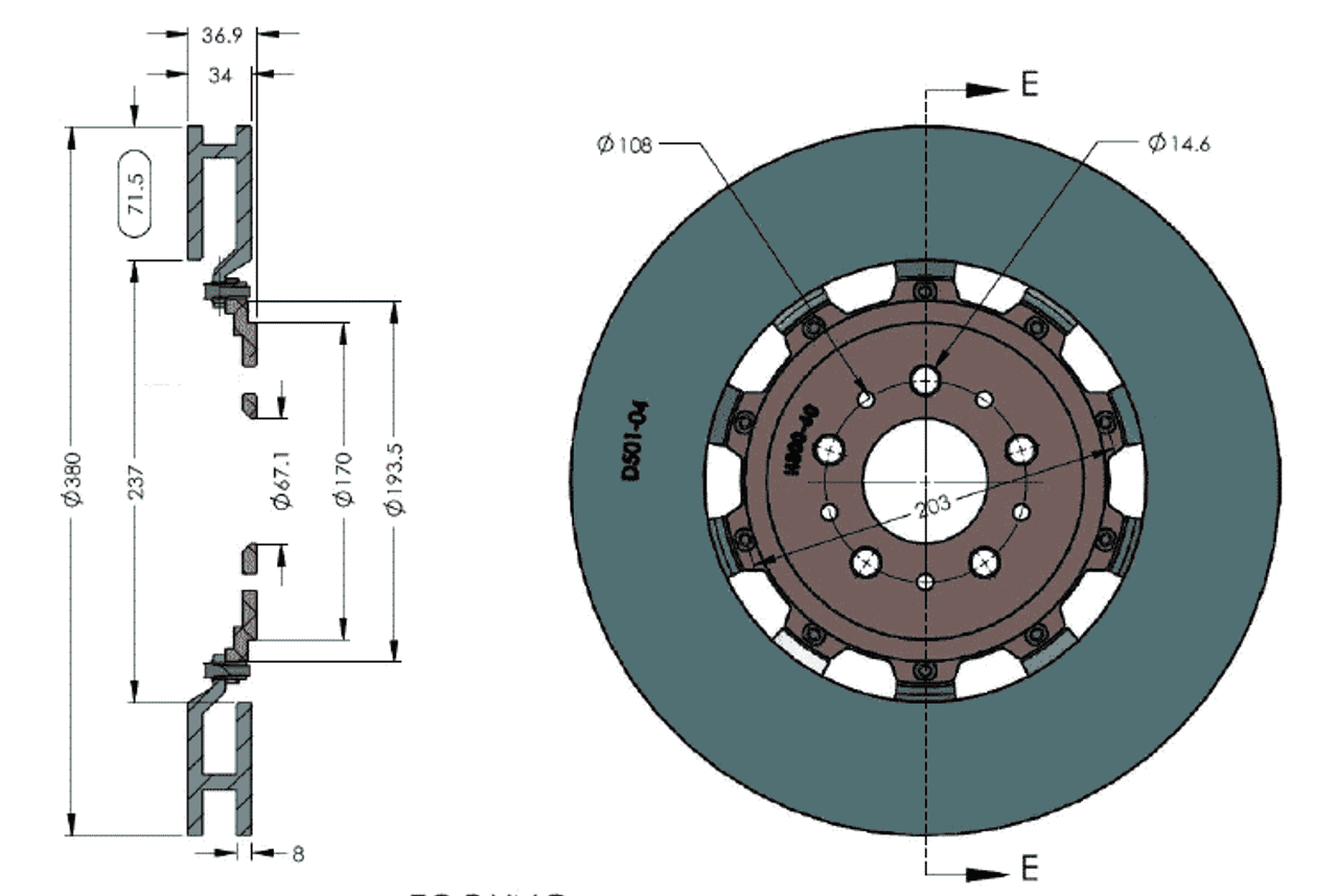 RB 2pc Rotor Kit (380/350) for Ferrari 360 Challenge Stradale & F430 (excl. Scuderia & 430 Challenge) CCM to Iron Conversion (P/N 2456 & 2349)