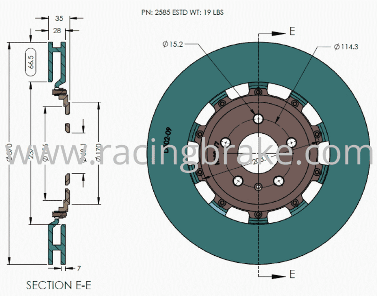 Rear rotor dimensions