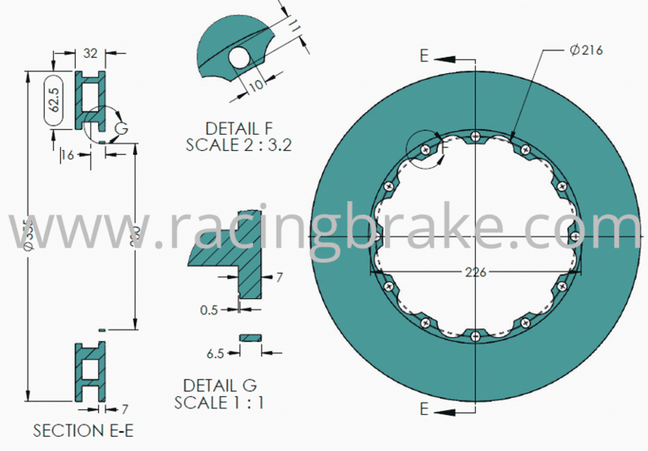 Rotor Rings (355x32) - General Brake Kit & Dodge Ram TRX Front Reduced Size Brake Kit (Fits 17" Wheels)