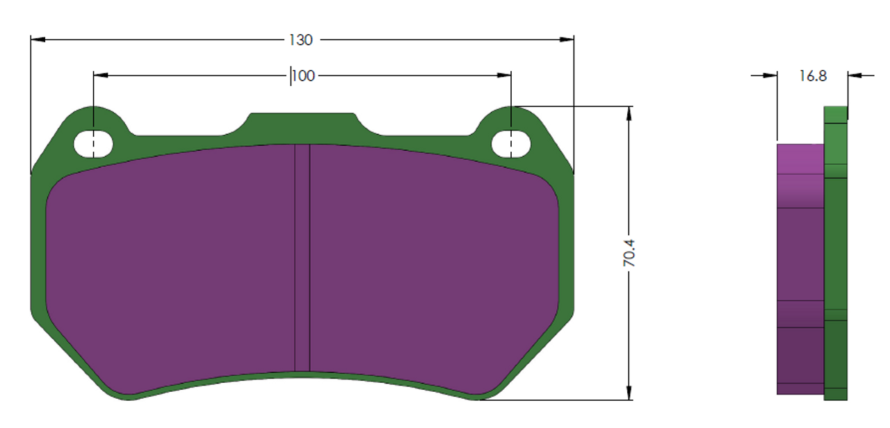 rear pad dimension